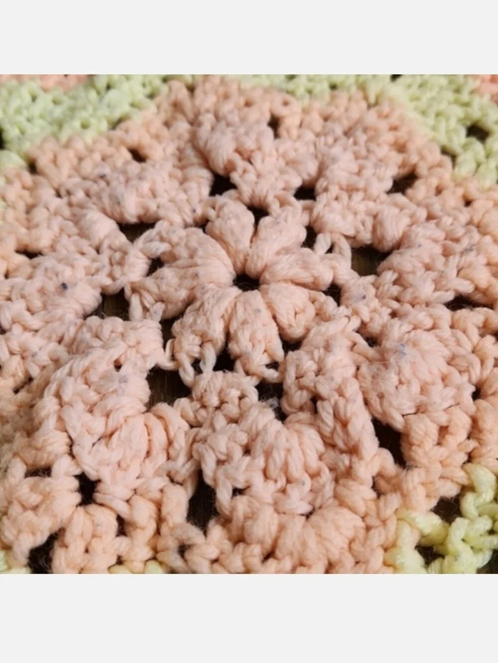 8 point Star Snowflake Crochet Knit Baby Blanket Throw Yellow Pink Peach Coral